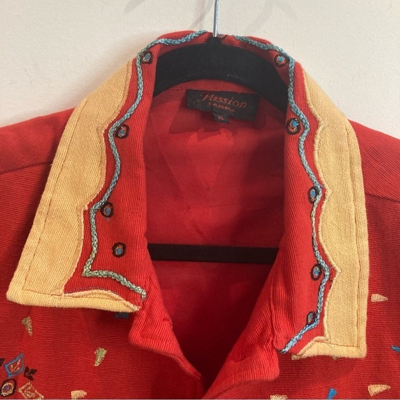 PASSION Sz XL Super Colourful Embroidered Appliqué 100%  Cotton Lined Jacket - Picture 10 of 12